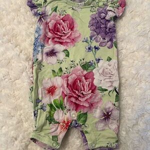 Posh Peanut Floral Romper - Pink, Purple, Green